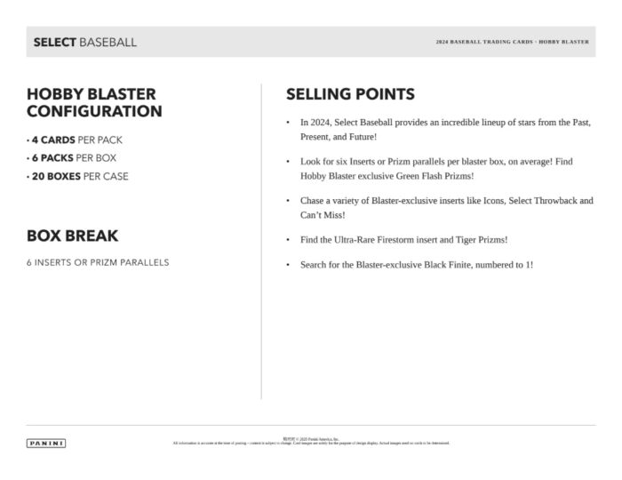 2024 Panini Select Baseball Hobby Exclusive Blaster Box