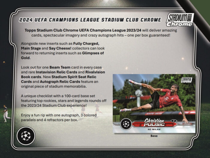 2023-24 Topps UEFA Club Competitions Stadium Club Chrome Soccer Hobby Box