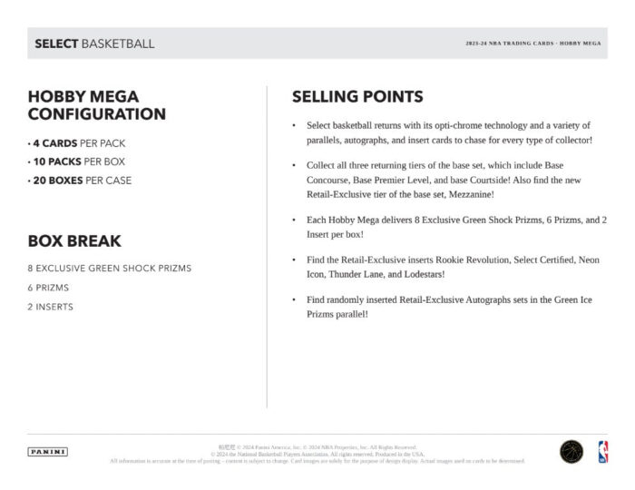 2023-24 Panini Select Basketball Hobby Exclusive Mega Box