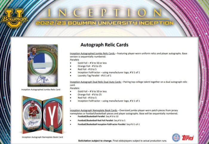 2022-23 Bowman University Inception Hobby Box