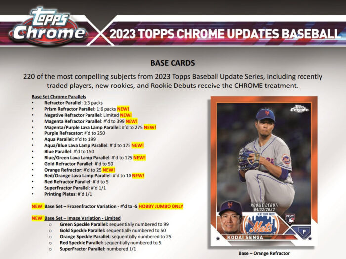 2023 Topps Chrome Update Series Baseball Jumbo Box