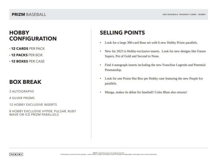 2023 Panini Prizm Baseball Hobby Box